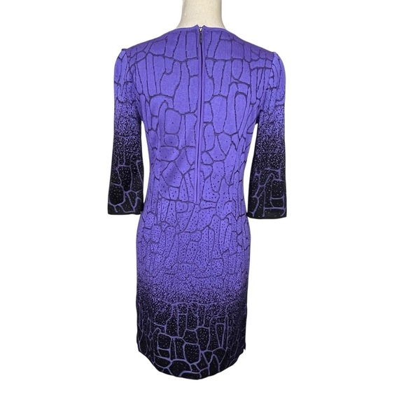 Ming Wang Ombré Abstract Knit Sheath Dress Women’s Size PS Purple Black Classy - Picture 4 of 9